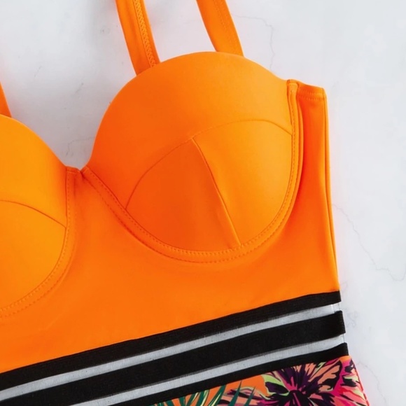 Tropical Floral Print Monokini One Piece Swim Beach - Picture 8 of 9